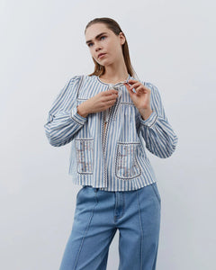 Sofie Schnoor Striped Shirt/Jacket - Federal Blue