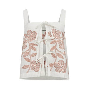 Sofie Schnoor Embroidered Top - OffWhite/Rosy Brown