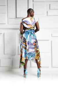 Kevan Jon Didi Drape Dress - Tiger Satin