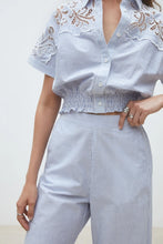 Suncoo Joss Embroidered Striped Pants - Blue