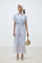 Suncoo Loiita Short Blouse With Embroidered Stripes - Blue