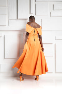 Kevan Jon Kyoto Flare Dress - Tiger Orange