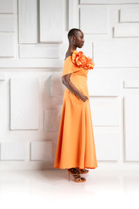 Kevan Jon Kyoto Flare Dress - Tiger Orange