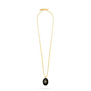 Talis Chains Oval Pendant Necklace - Black Agate/White CZ