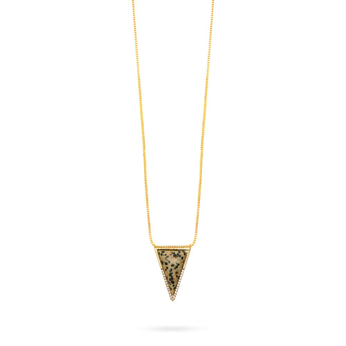 Talis Chains Triangle Pendant Necklace - Dalmatian Jasper