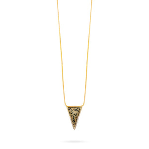 Talis Chains Triangle Pendant Necklace - Dalmatian Jasper
