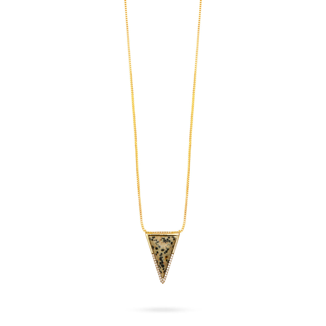 Talis Chains Triangle Pendant Necklace - Dalmatian Jasper