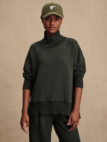 Varley Elva Barker High-Neck Sweat - Olive Marl
