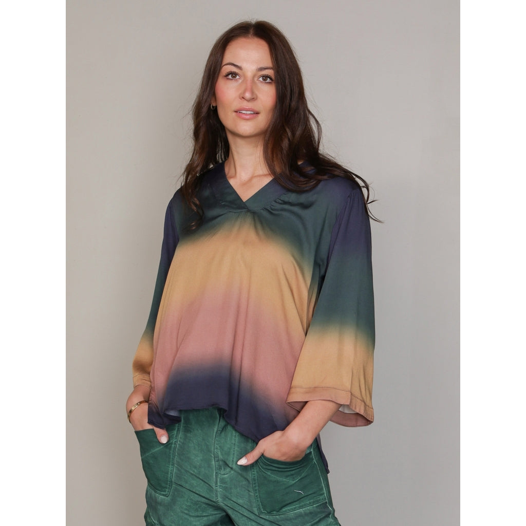 Nu Denmark Vilia Blouse - Green Ochre Mix