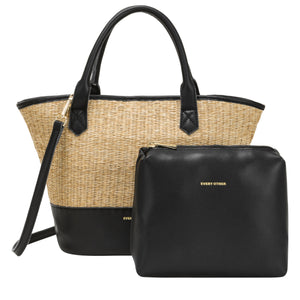 Every Other Twin Strap Grab Bag - Black/beige