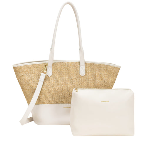 Every Other Twin Strap Large Shoulder Bag -  White