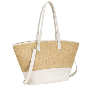 Every Other Twin Strap Large Shoulder Bag -  White