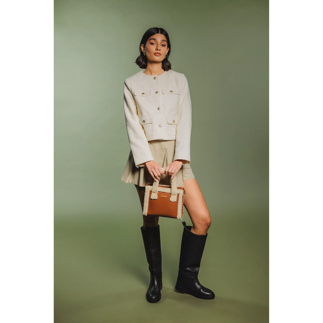 Every Other Square Shearling Grab Bag - Brown