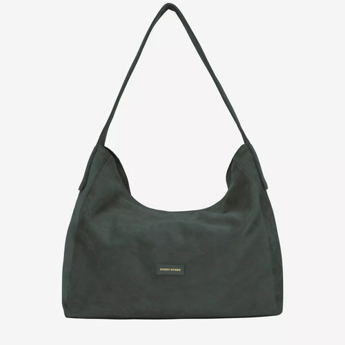 Every Other Suede Single Strap Shoulder Bag - Darkgreen