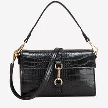 Every Other Single Strap Flapover Shoulder Bag - Black