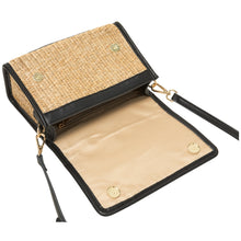 Every Other 12110 Straw Flap Over Cross Body Bag - Black