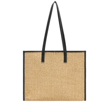 Every Other Straw Box Tote Bag - Black Trim