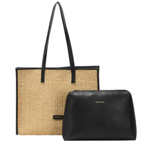 Every Other Straw Box Tote Bag - Black Trim