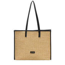 Every Other Straw Box Tote Bag - Black Trim