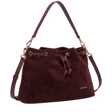 Every Other Suede Effect Draw Top Shoulder Cross Body Bag - Burgundy