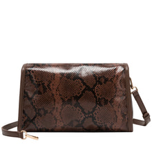 Every Other Snake Effect Flap Over Clutch Shoulder Bag - Brown
