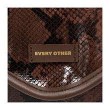 Every Other Snake Effect Flap Over Clutch Shoulder Bag - Brown