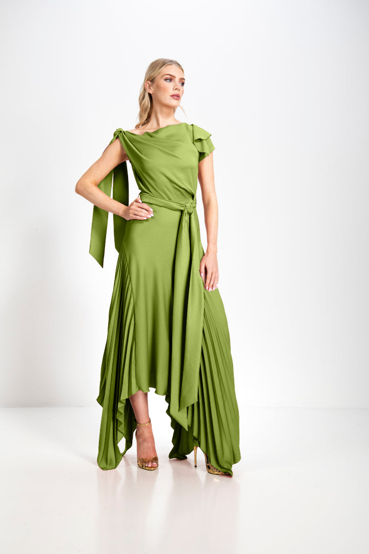 kevan jon green dress Kevan Jon Bow Bardot Pencil Dress, Emerald Green main image 0