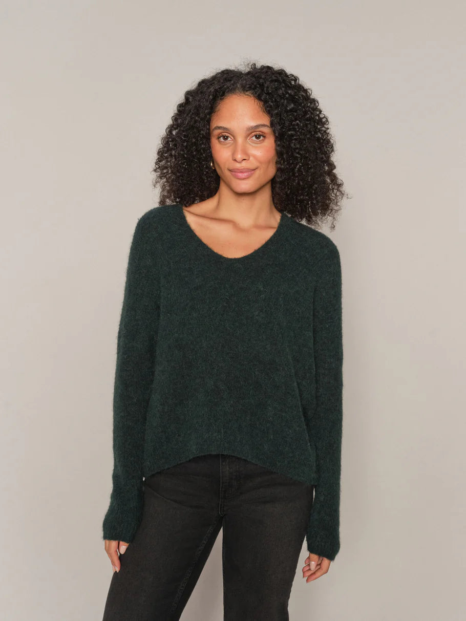 Mos Mosh Thora V Neck Jumper - Dark Pine