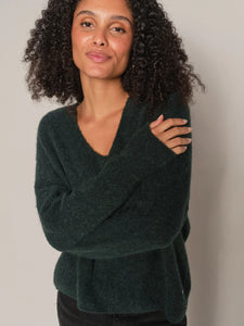 Mos Mosh Thora V Neck Jumper - Dark Pine