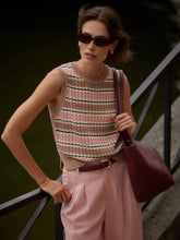 Varley Deeley Stripe Stitch Tank - Warm Taupe/Mellow Yellow