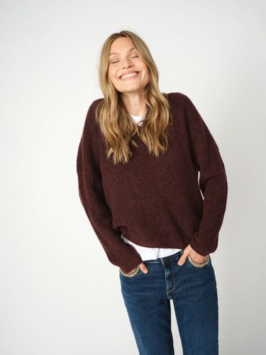 Mos Mosh Thora V Neck Knit - Fudge