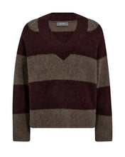 Mos Mosh Taci Stripe V Neck Knit - Fudge