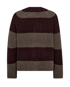 Mos Mosh Taci Stripe V Neck Knit - Fudge