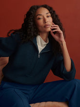 Varley Maura Half Zip Knit Sweater - Sea Blue