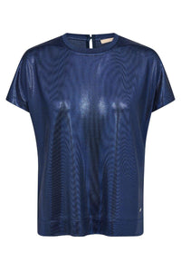 Mos Mosh Nivola O Neck Metallic Tee - Ensign Blue