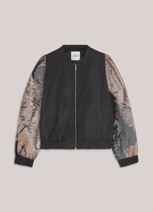 Summum Woman Bomber Jacket - Leaves Jacquard