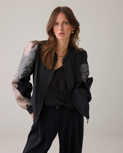 Summum Woman Bomber Jacket - Leaves Jacquard