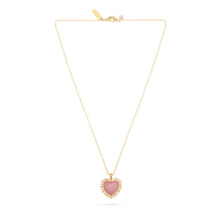 Talis Chains Mini Heart Pendant Necklace- Pink Jade