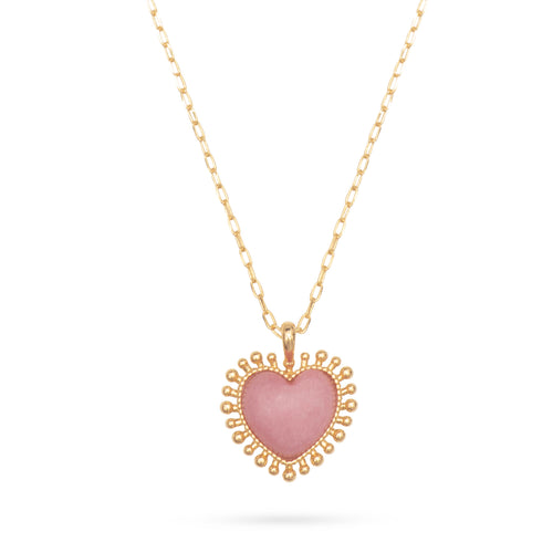 Talis Chains Mini Heart Pendant Necklace- Pink Jade