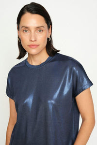 Mos Mosh Nivola O Neck Metallic Tee - Ensign Blue