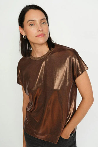 Mos Mosh Nivola O Neck Metallic Tee - Bracken