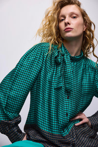 Summum Woman Border Print Blouse - Peacock