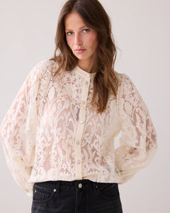 Summum Woman Sheer Lace Blouse - Ivory