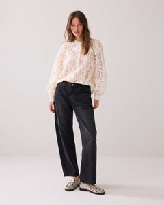 Summum Woman Sheer Lace Blouse - Ivory