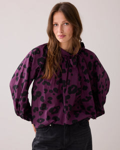 Summum Woman Bowtie Top with Print - Wineberry