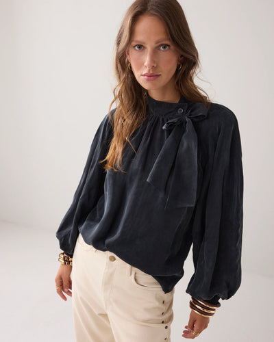 Summum Woman Cupro Top - Black