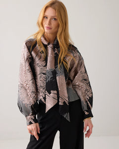 Summum Woman Long Sleeve Top - Leaves Jacquard