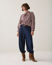Summum Women 2S3523-12490 two Tone Stripe Blouse - Dark Burgundy