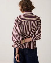 Summum Women 2S3523-12490 two Tone Stripe Blouse - Dark Burgundy