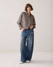 Summum Woman Boxy Two Tone Stripe Blouse - Midnight Blue